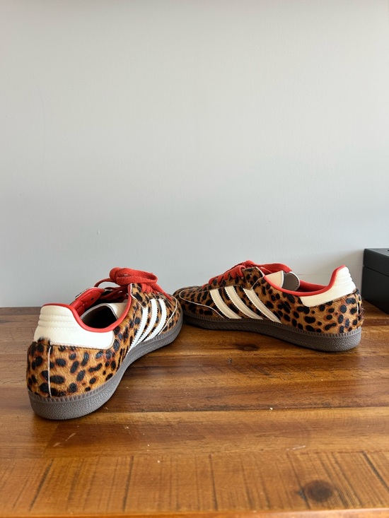 Adidas Leopard Print Sneakers with Red Laces and Cream Stripes - Picture 3 of 4